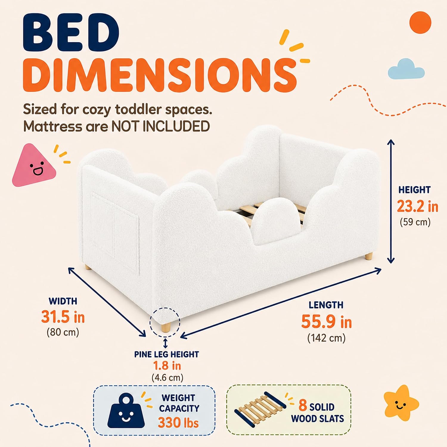 Thumbnail 6 de Ancelny Toddler Floor Bed with Removable Rails, Cozy Upholstery and Two Setup Options