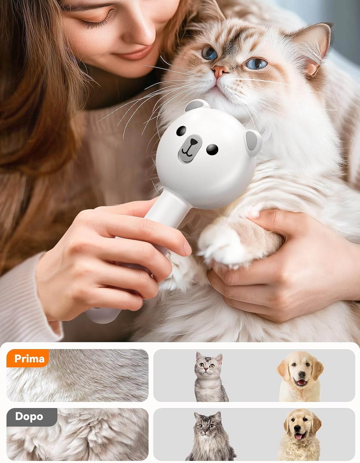 Detalle de FEELNEEDY Spazzola a vapore per cani e gatti