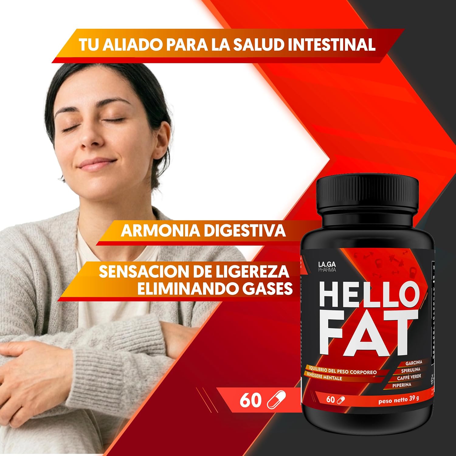 Thumbnail 1 de HELLO FAT Quemagrasas 60 pastillas