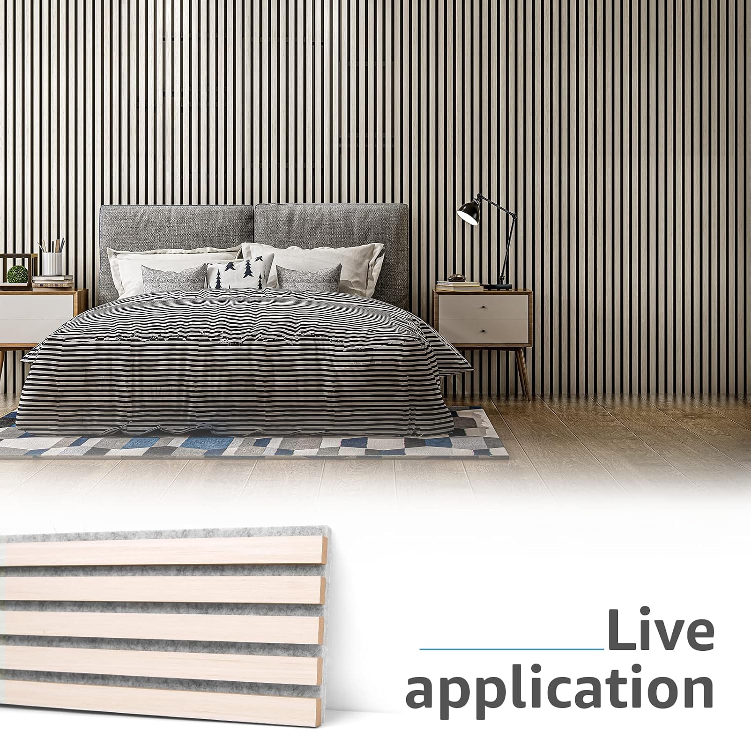 Detalle 1 de Art3d A31002 Wood Slat Wall Panels, White Elm, 94.5 x 7.9 Inch, 4-Pack