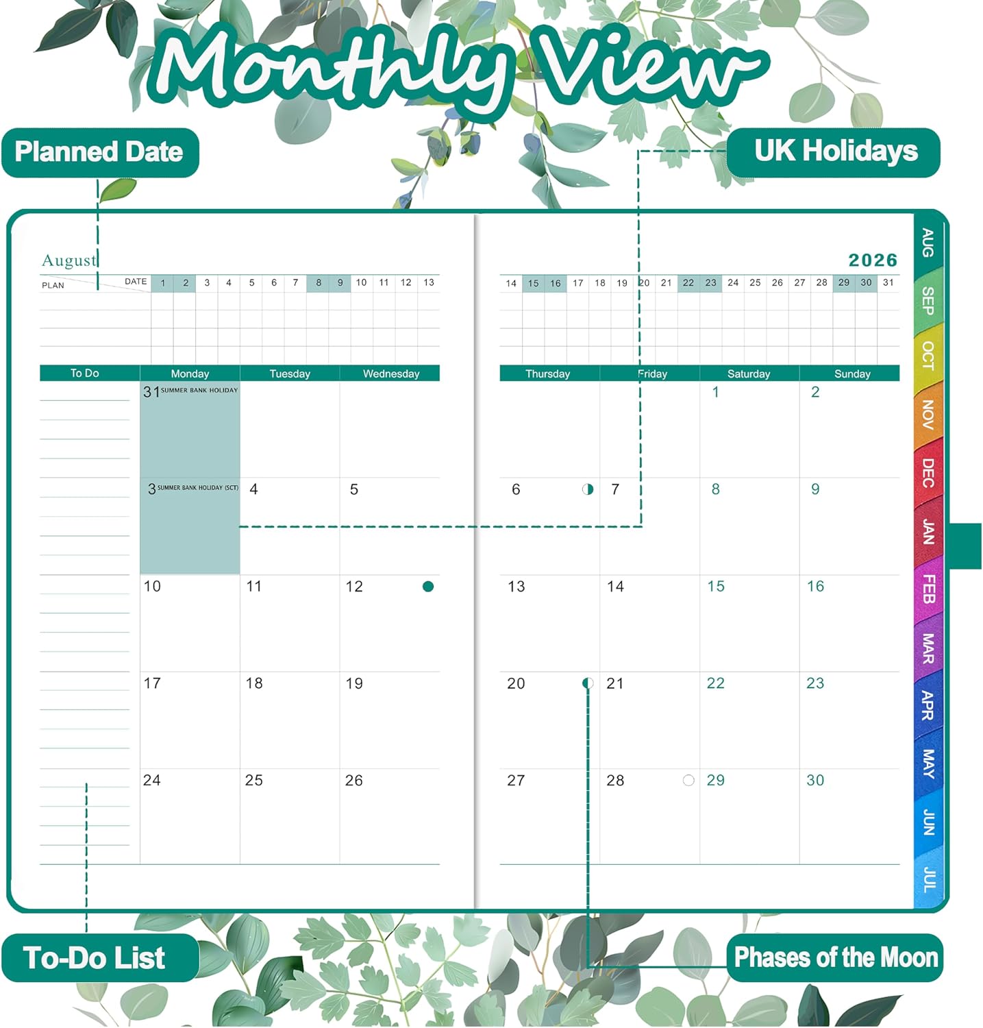 Detalle de Academic Diary 2026–2027 A5 Week to View – Lavender Hardback Weekly Planner