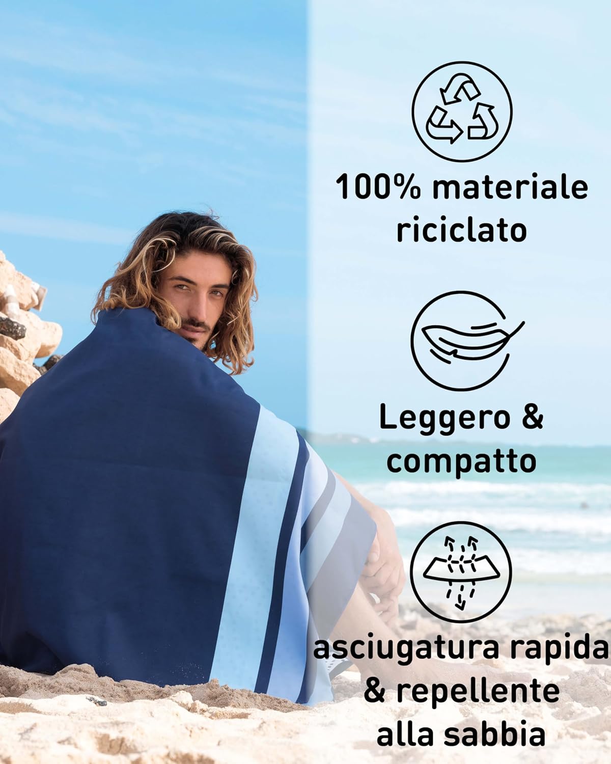 Detalle de Telo mare microfibra Clean Stripes 200x90 cm