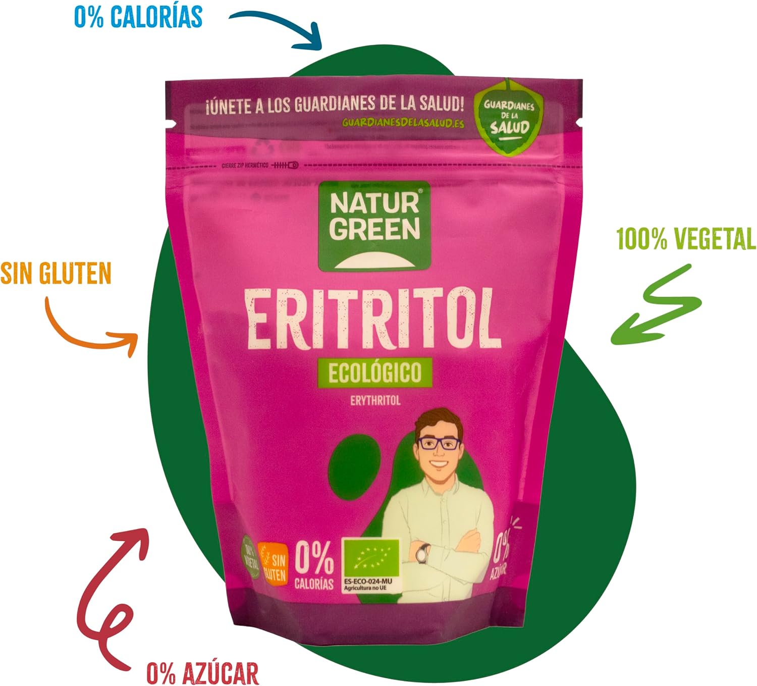 Detalle 2 de NaturGreen Eritritol Bio - Edulcorante Natural 🍬 500 g