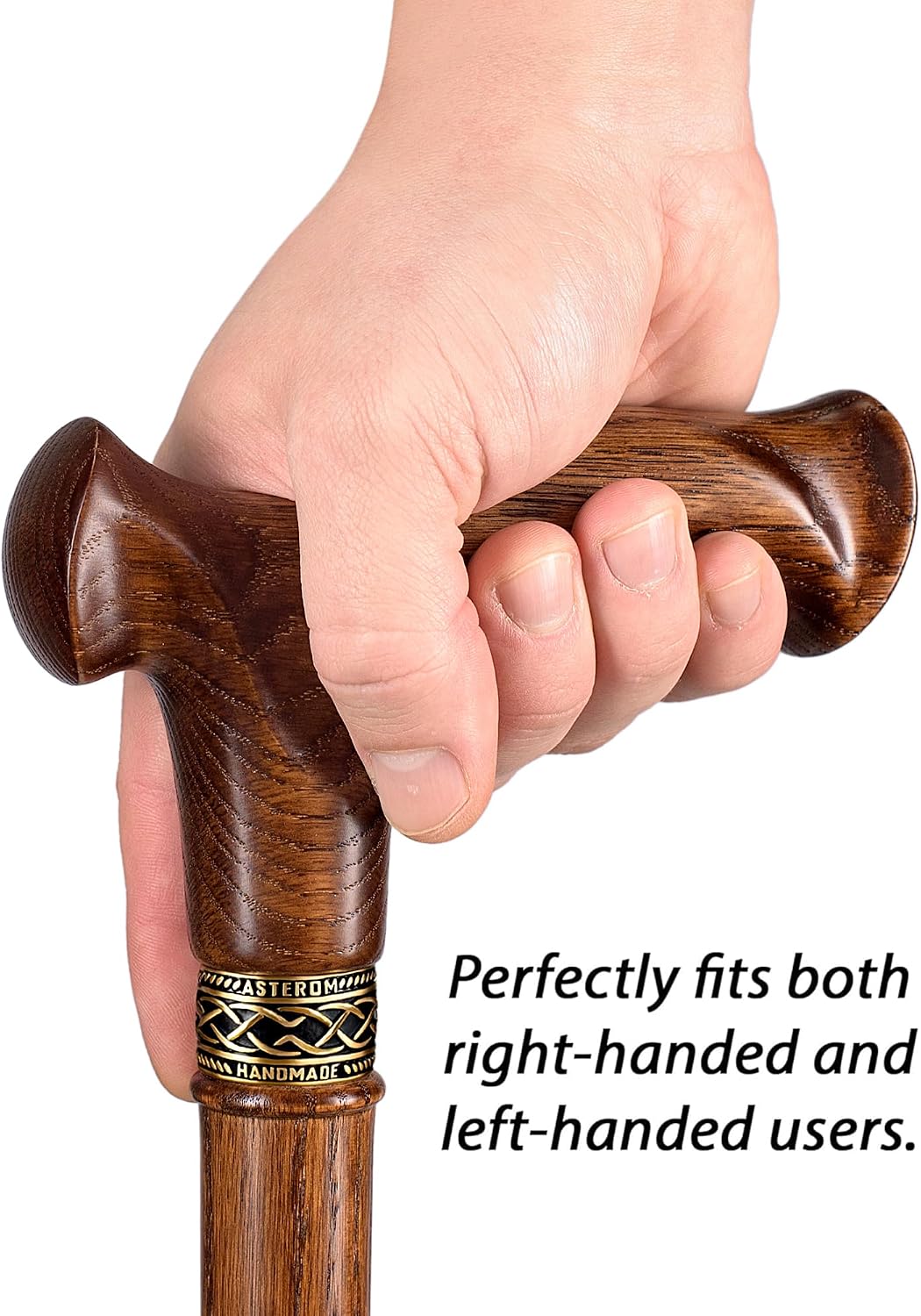 Thumbnail 3 de Asterom 36-801c Oak Wood Walking Cane, Ergonomic Handle, 36-Inch
