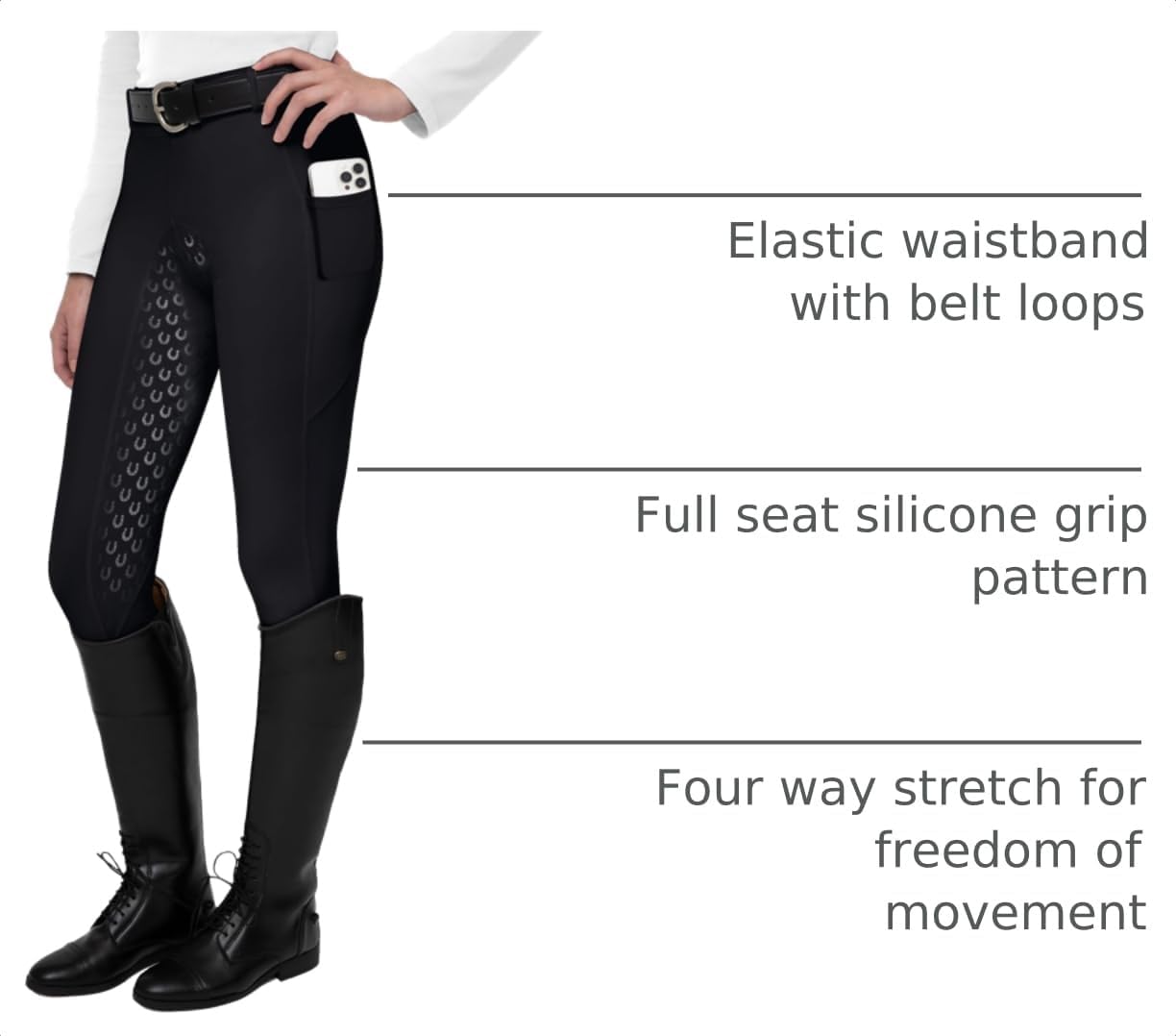 Detalle de FitsT4 Sports Women's Full Seat Riding Tights with Silicon Grip