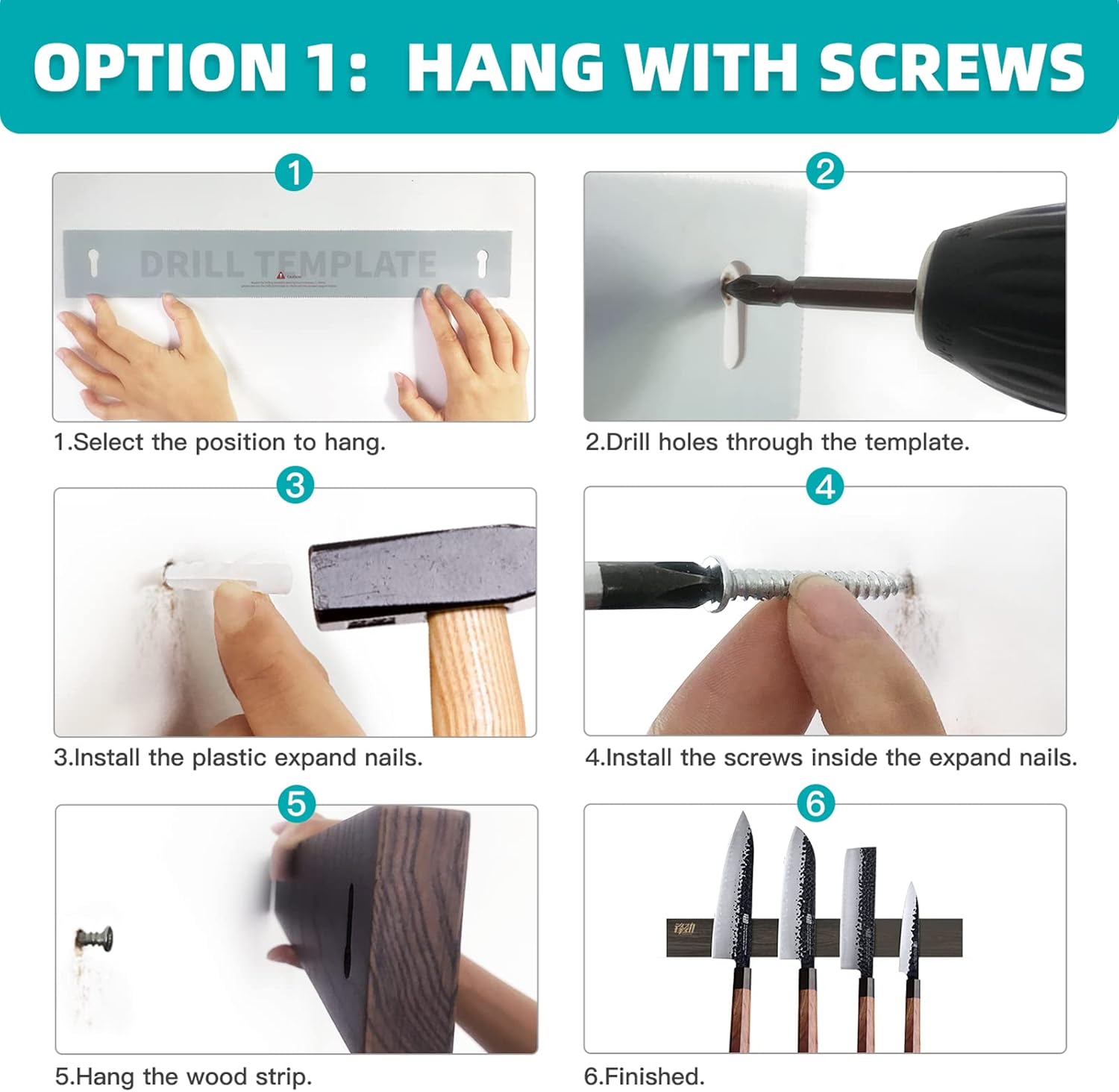 Thumbnail 3 de FINDKING Barre Magnétique en Bois de Frêne (30 cm) – Support murale pour couteaux, installation sans perçage