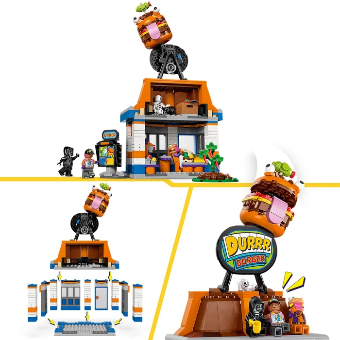 Detalle de LEGO Fortnite Durrr Burger Restaurant 77076 – Bau- und Spielset mit Grill, Theke und Burger-Logo
