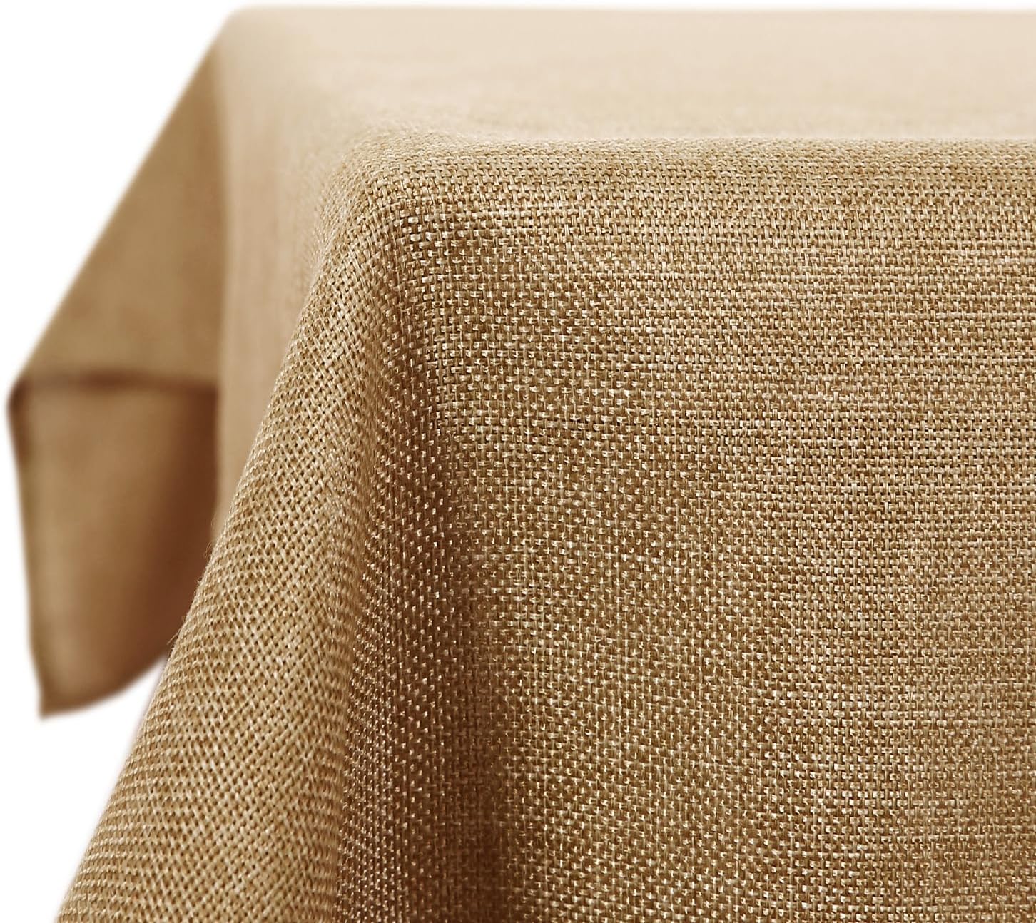 Detalle de Deconovo faux linen water-resistant tablecloth cover (golden brown) 55x98in / 140x250cm