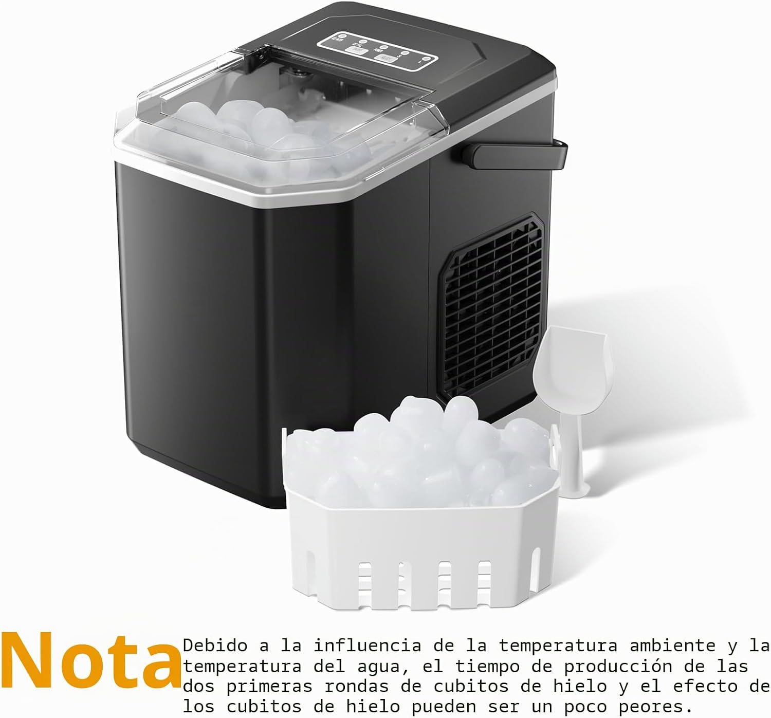 Thumbnail 4 de Máquinas para Hacer Hielo Portátil Negro Vpcok Direct (12 kg/24h, 1,5 L) — 2 tamaños de cubitos y autolimpieza