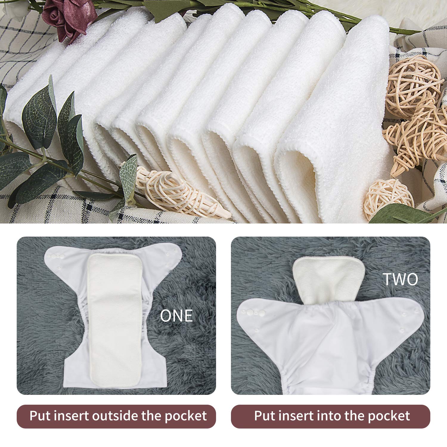 Detalle de ALVABABY Adjustable Cloth Diapers, 6-Pack with 12 Inserts