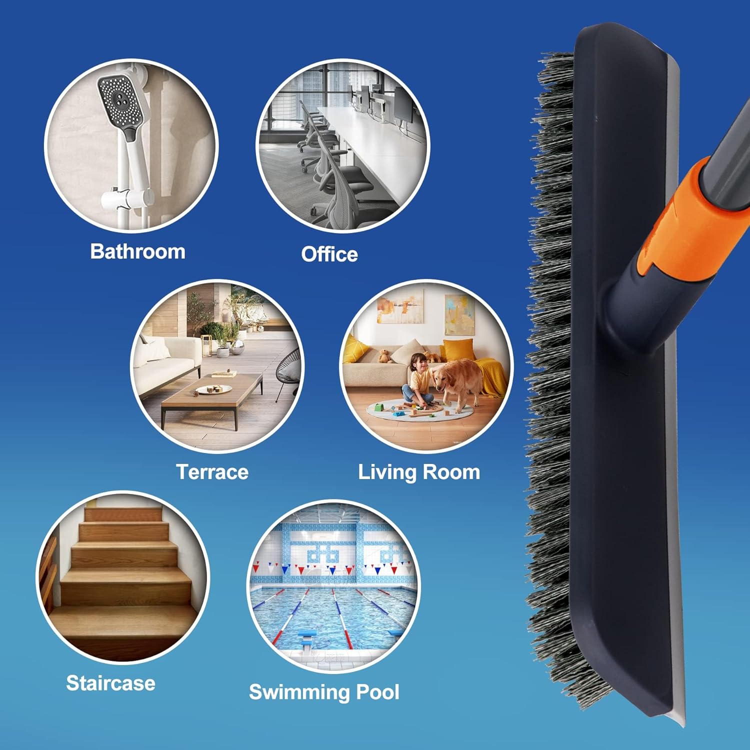 Thumbnail 3 de Floor Scrubbing Brush 59‑inch Telescopic Handle 🧹