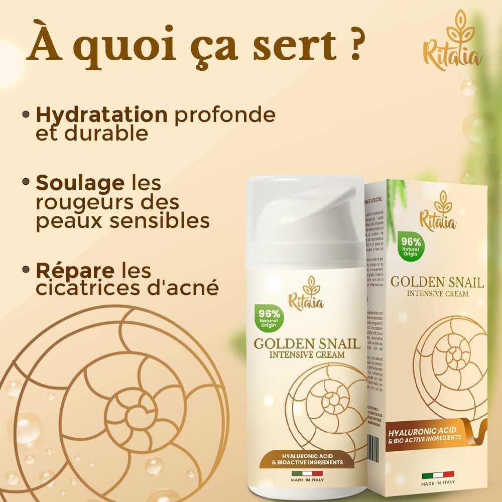 Thumbnail 1 de Crème visage 100 ml à la bave d’escargot (75%) et à l’acide hyaluronique pur de Ritalia