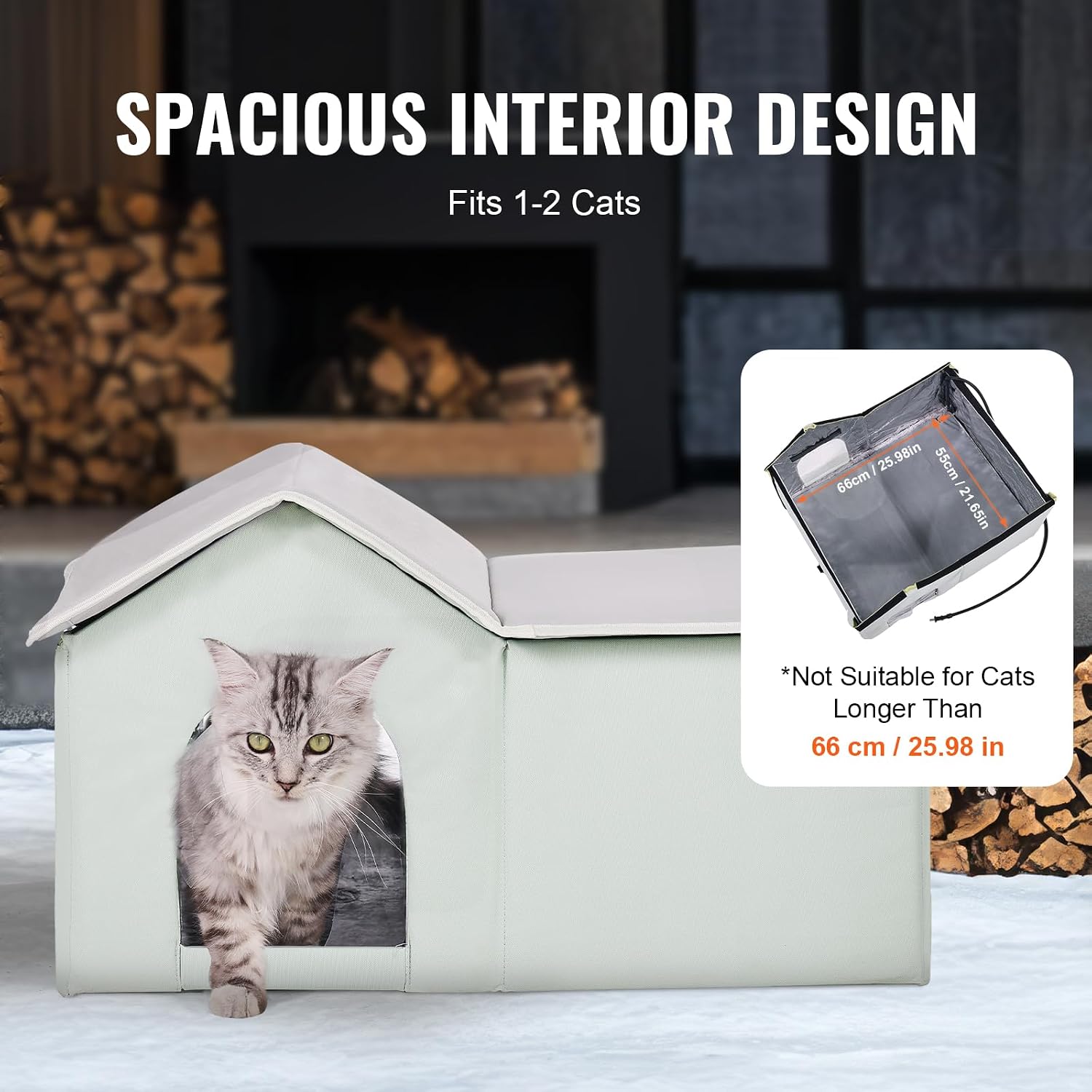 Detalle de VEVOR Riscaldato per Gatti 65x53 cm – Cuccia impermeabile in Oxford 600D, 40–60°C, verde