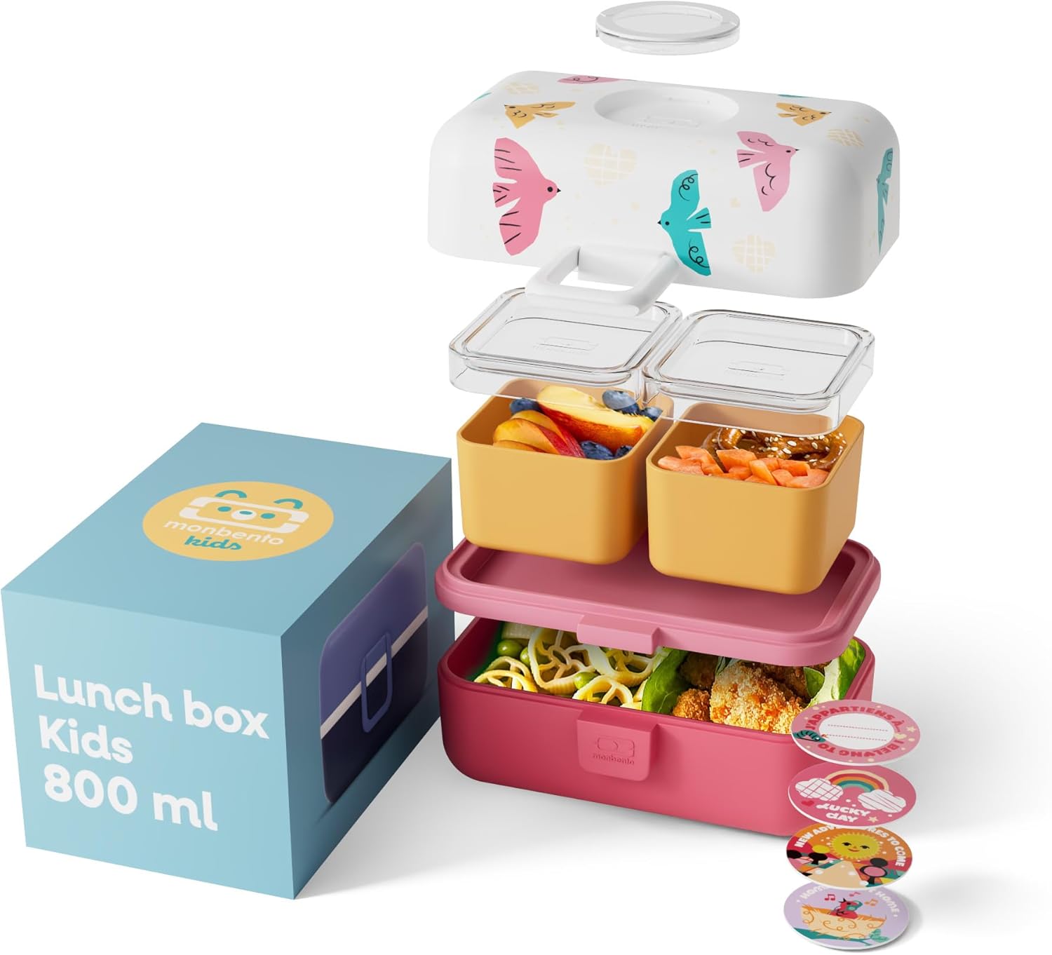Detalle de Monbento MB Tresor Fox Enfant – Lunch Box 3 Compartiments rose, sans BPA