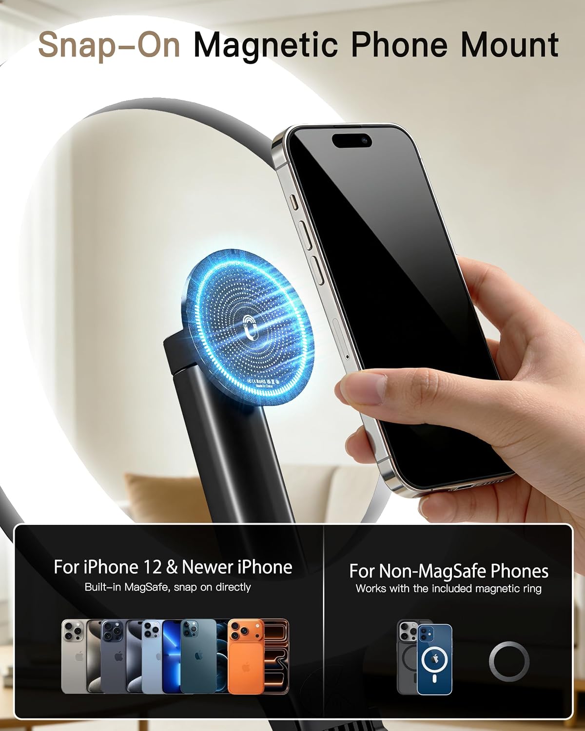 Detalle de NiceVeedi Magnetic Desk Ring Light, 5000mAh