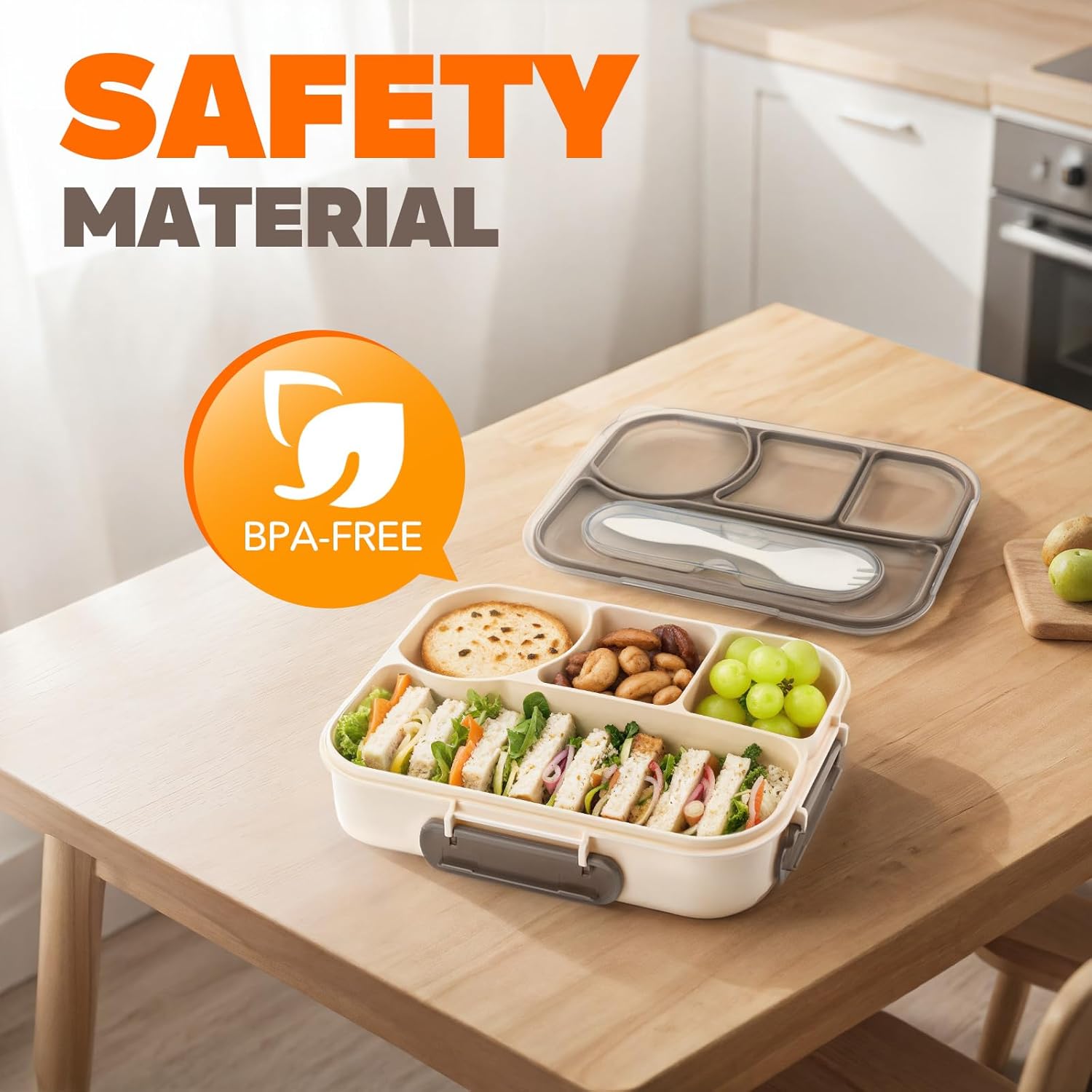 Detalle de EASYFUN Bento Box Adult 4-Compartment Lunch Box 🍱