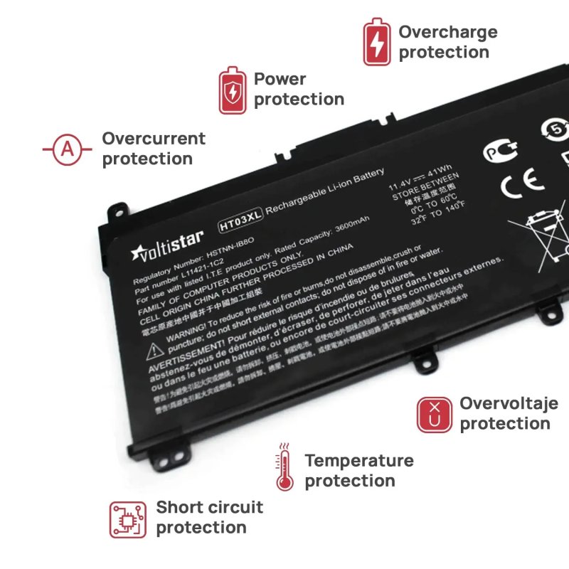 Detalle de Voltistar Batería para HP 14-CE / 14-CF / 14-CK / 14-CM / 14-DG / 14-DF (HT03XL) – repuesto fiable