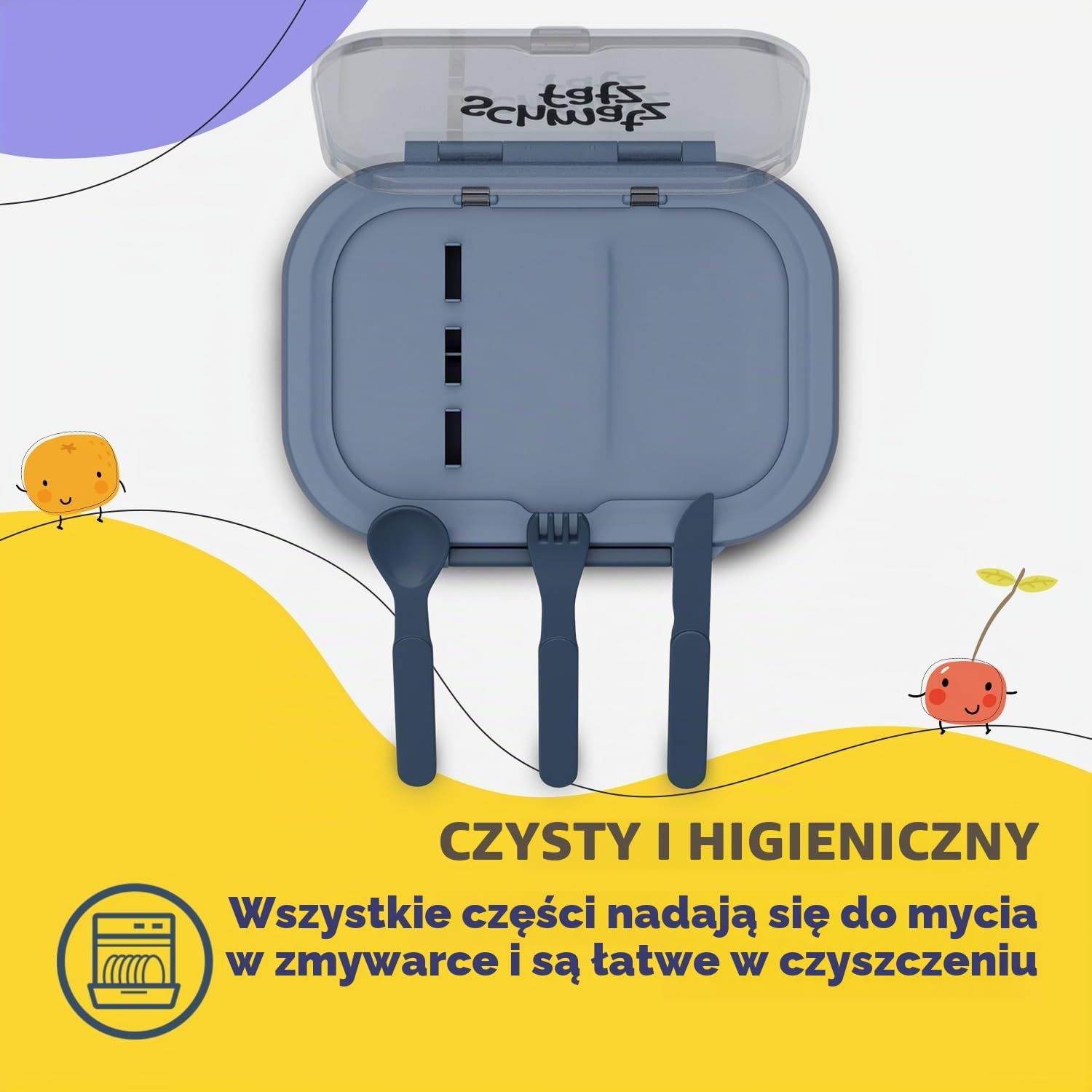 Detalle 1 de schmatzfatz pudełko śniadaniowe Bento Box dla dzieci, 3 przegrody i sztućce