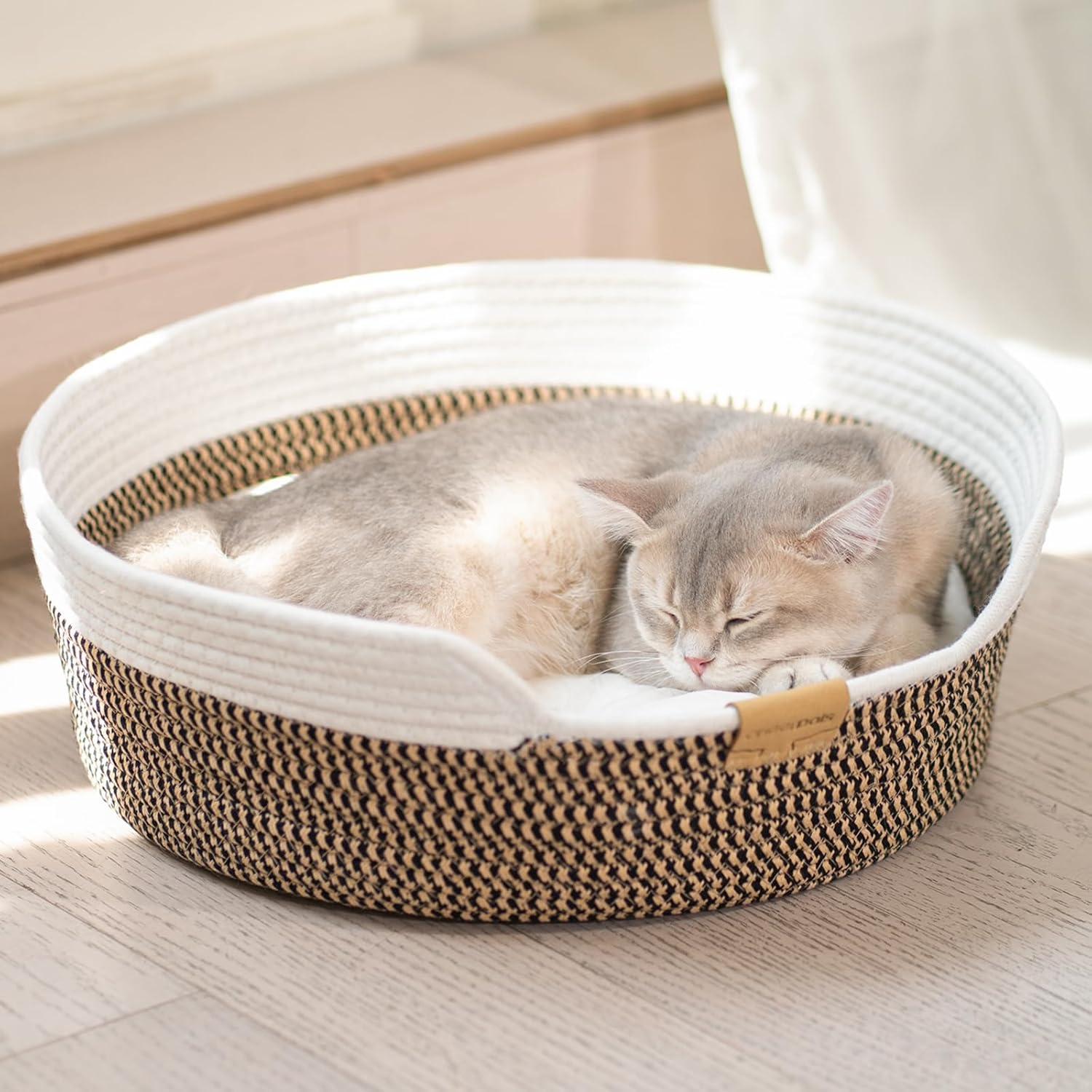 Detalle de CheerPals Cat Bed with Cushion (47 cm) – Cotton Rope Basket for All-Season Comfort