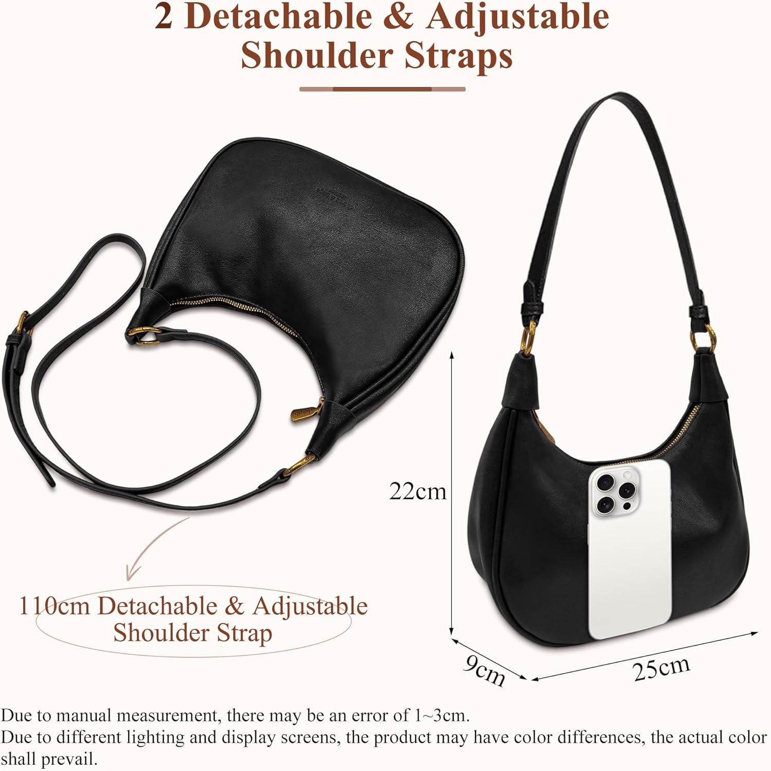 Thumbnail 3 de Mabecol Sac Bandoulière Femme Petit PU – Mini Y2K Rétro, 2 Bandoulières Amovibles