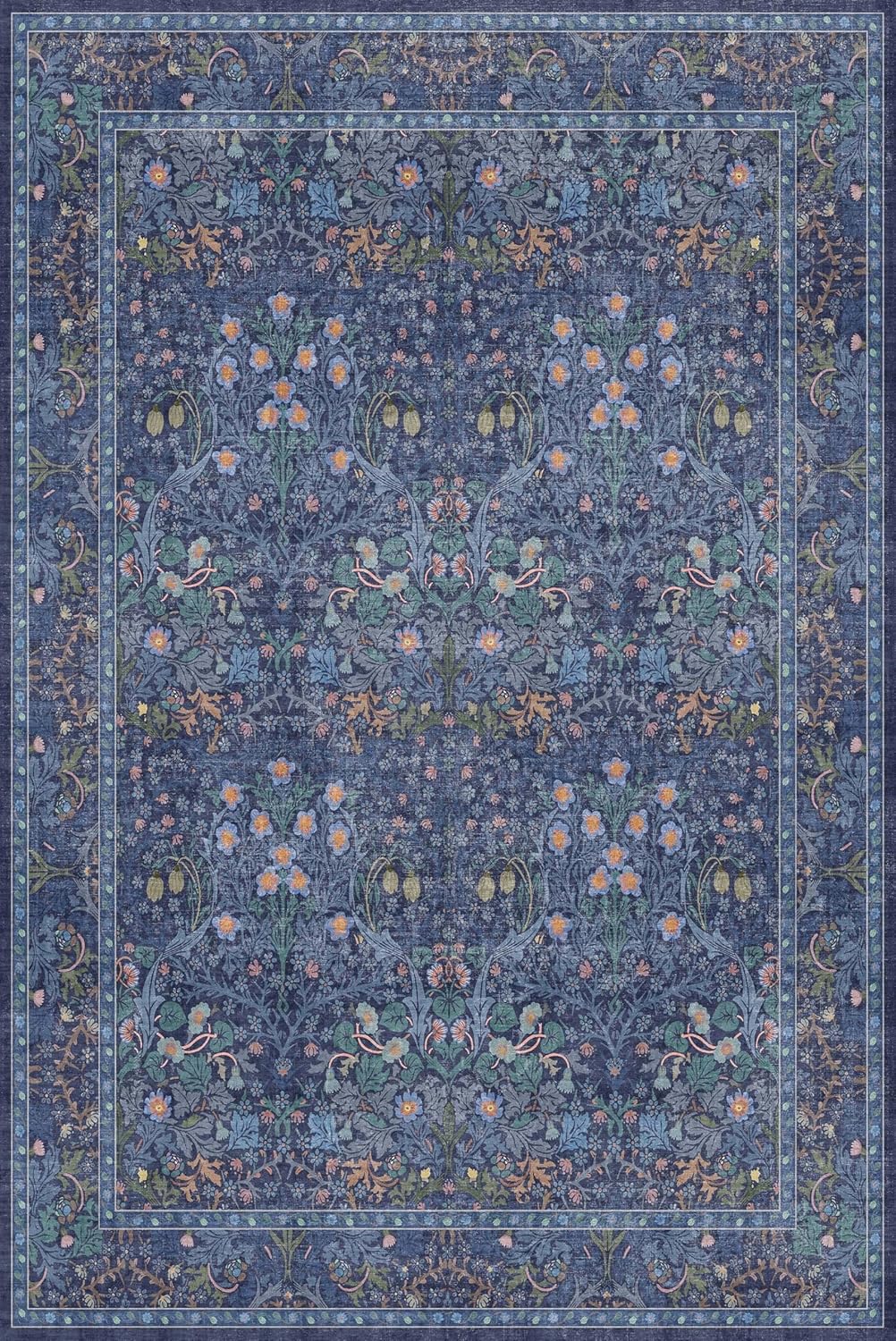 Thumbnail 2 de Hazo Haus Dining Room Rugs for Under Table, 6x9 Washable Dark Blue Oriental Area Rug