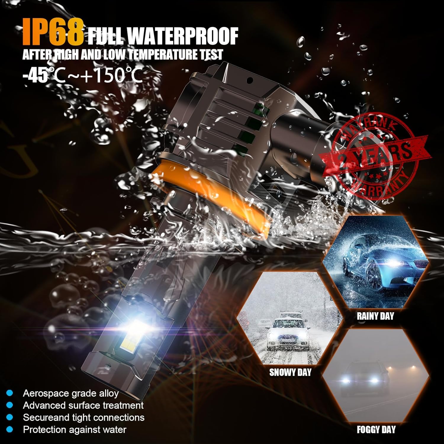 Thumbnail 5 de WAIXINGREN H11 LED Headlight Bulb (Pack of 2) – 32000LM, 6500K, 600% Brighter, 120W with Fan