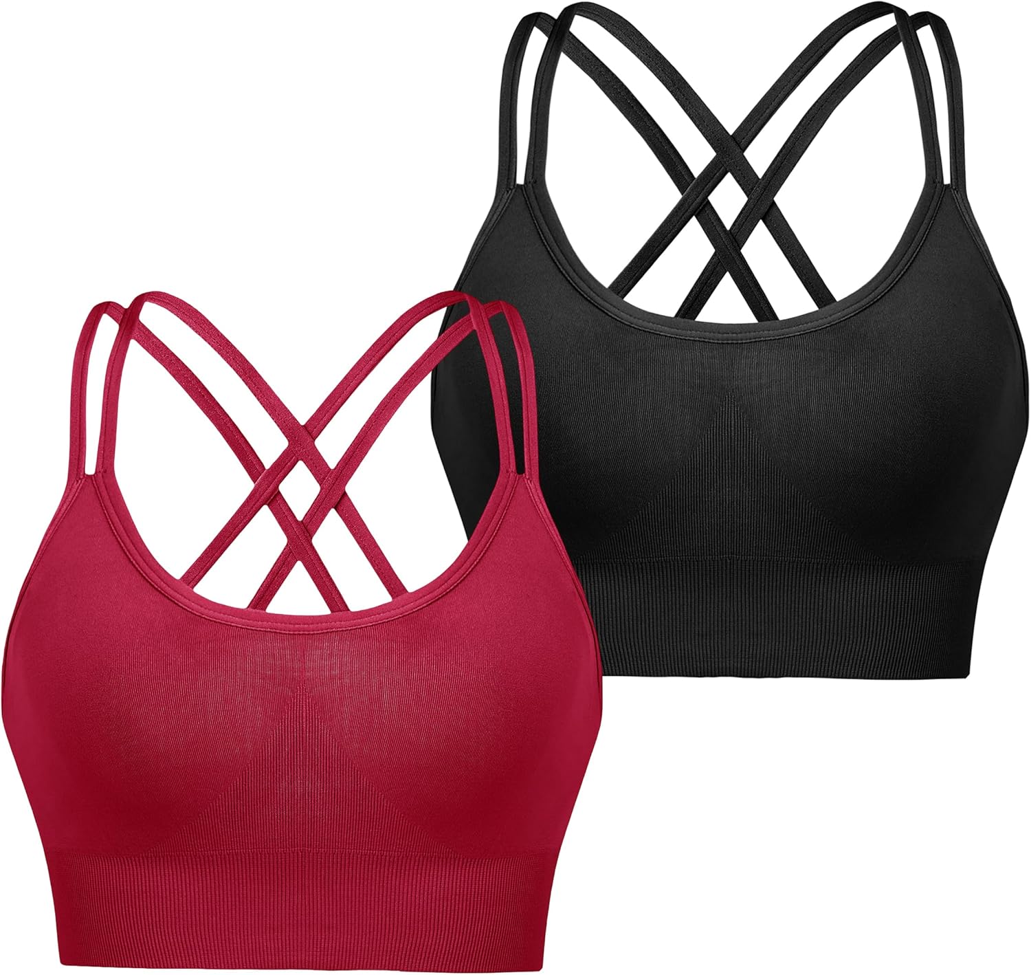 Detalle de Leversic Women’s Padded Cross-Back Sports Bra: Mid-Impact, Comfortable Yoga & Gym Top
