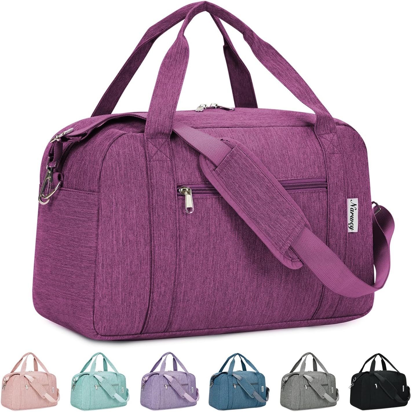 Narwey Easyjet cabin bag 45 x 36 x 20 cm underseat travel duffel holdall tote with wet pocket (25L) – Dark Purple
