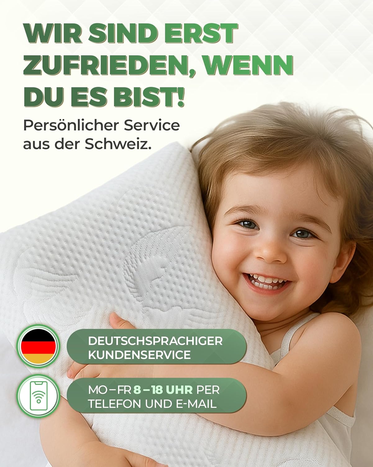 Thumbnail 6 de Welldora Kinderkissen Memory Foam 30x50 cm – mitwachsendes ergonomisches Kopfkissen für Kinder (2–8+ Jahre) mit 3D-Tencel-Bezug