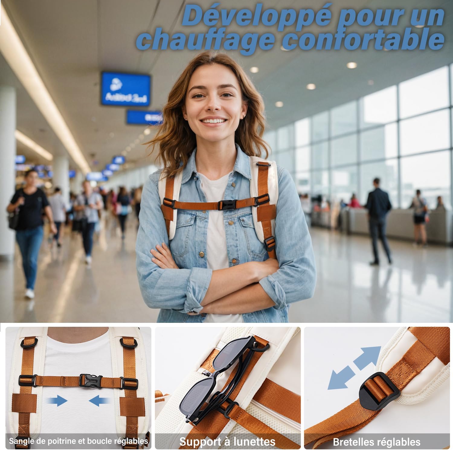 Detalle de COOLIFE sac de cabine 40 x 20 x 25 cm (20 L) pour Ryanair — sac à dos bagage à main sous le siège