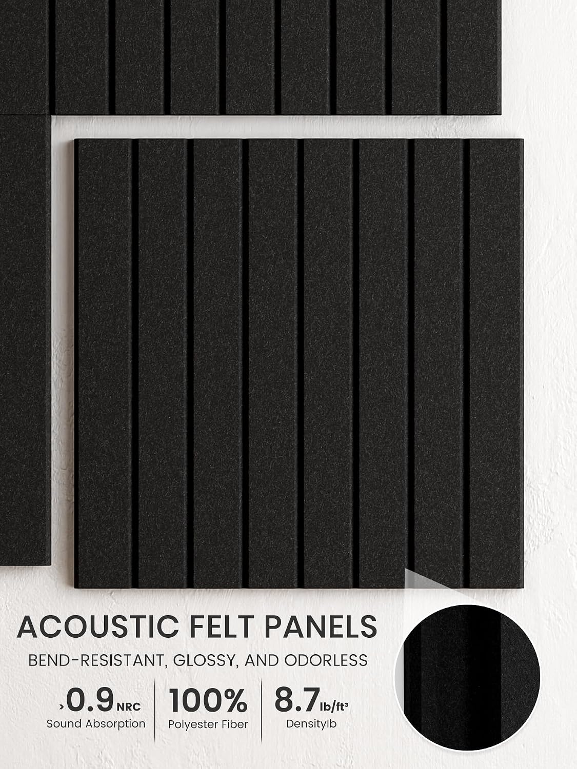 Detalle 2 de Bumusty FZB-L-12-8L-BK-UK Felt Bulletin Board, 12-Pack Black Tiles