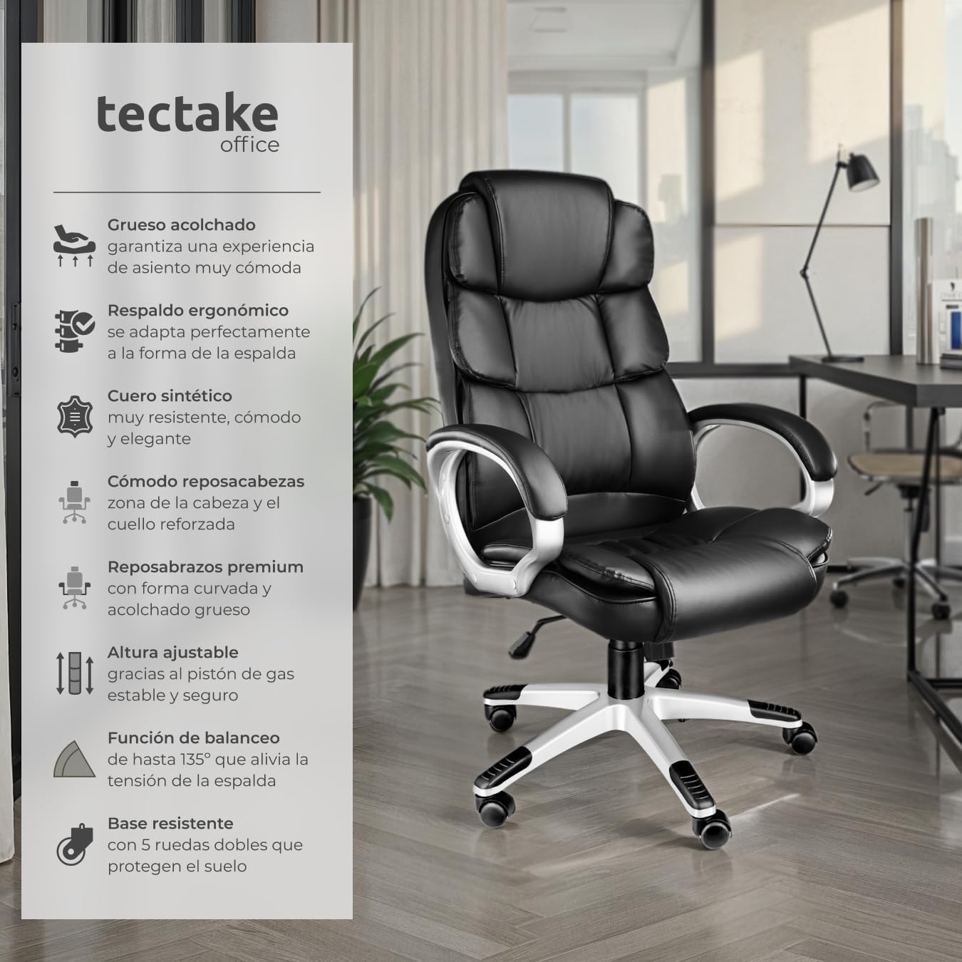 Thumbnail 3 de tectake® Silla de Oficina Ergonómica 150 kg