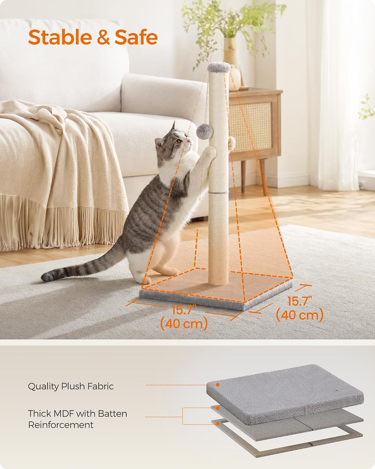 Detalle de Feandrea Cat Scratching Post, Natural Sisal