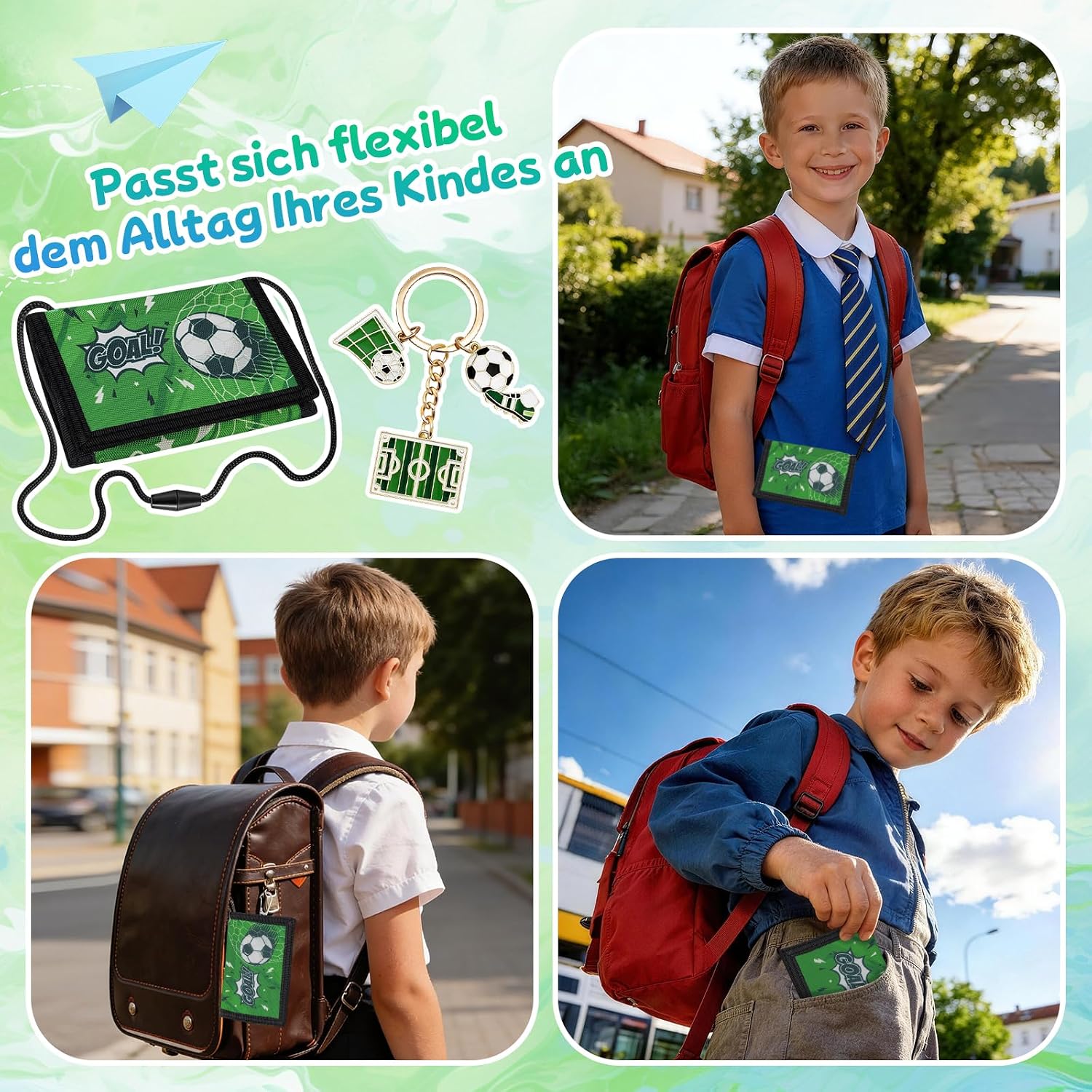 Thumbnail 5 de WAMIOKAGRO Schultüte Jungen – Brustbeutel Kinder Geldbeutel mit Umhängeband und Schlüsselanhänger