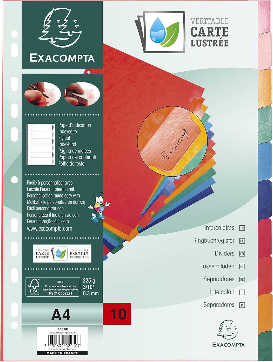 Thumbnail 1 de Exacompta 1410E Premium-Register für DIN A4: 10-teiliges Colorspan-Karton-Register mit Indexseite
