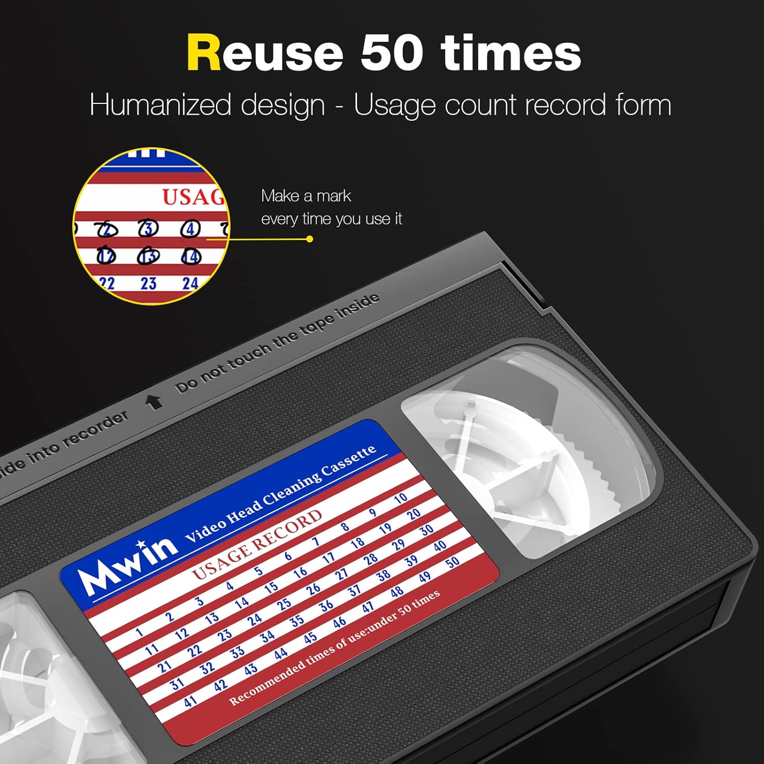 Thumbnail 5 de Mwin VHS Video Head Cleaner: pulitore a secco riutilizzabile per VHS/VCR, 50 utilizzi