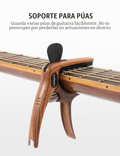 Detalle de Linrax C1 Cejilla Guitarra 3 en 1 con Soporte para Púas y Extractor de Puentes
