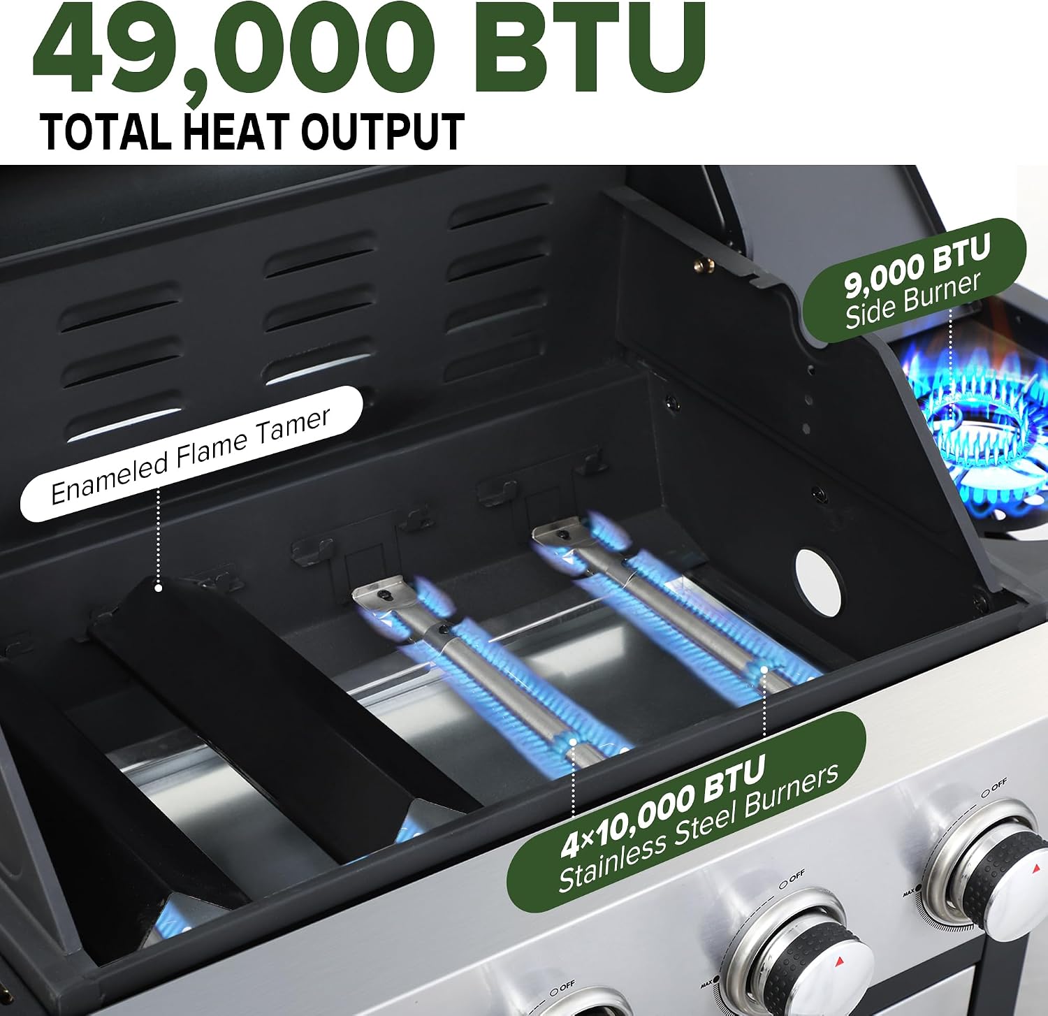Detalle 2 de LMNOCHM Propane Grill and Griddle Combo, 4-Burner