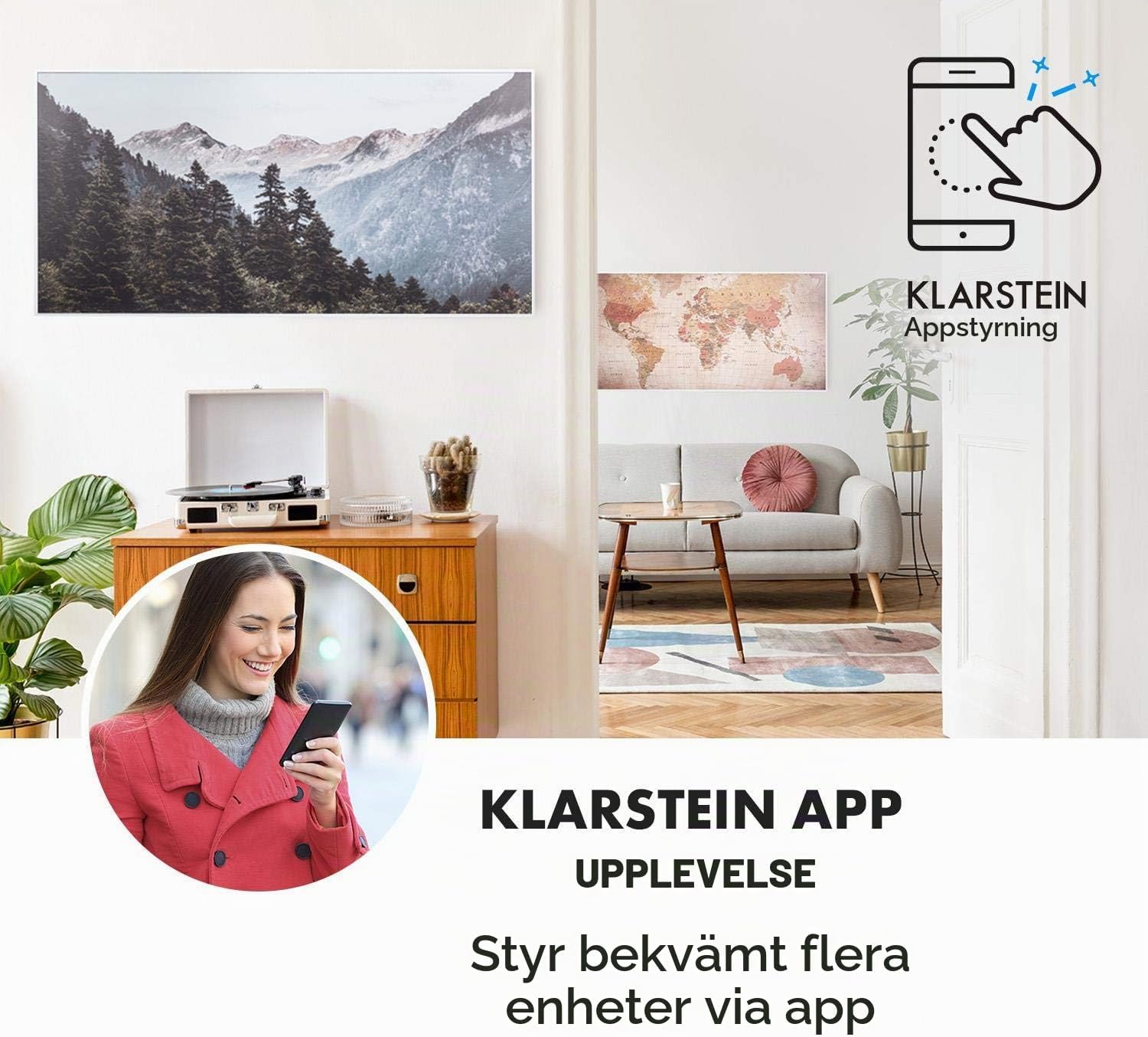 Detalle de Klarstein Wonderwall Air Art Smart infravärmare 700 W med appstyrning