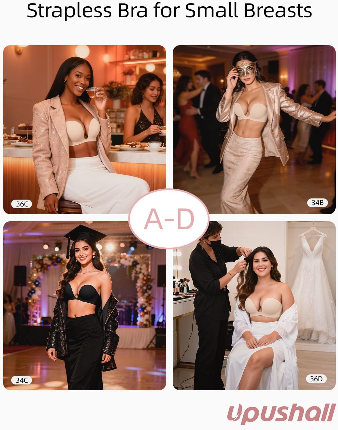 Detalle 2 de Upushall Strapless Bra with U-Shaped Plunge