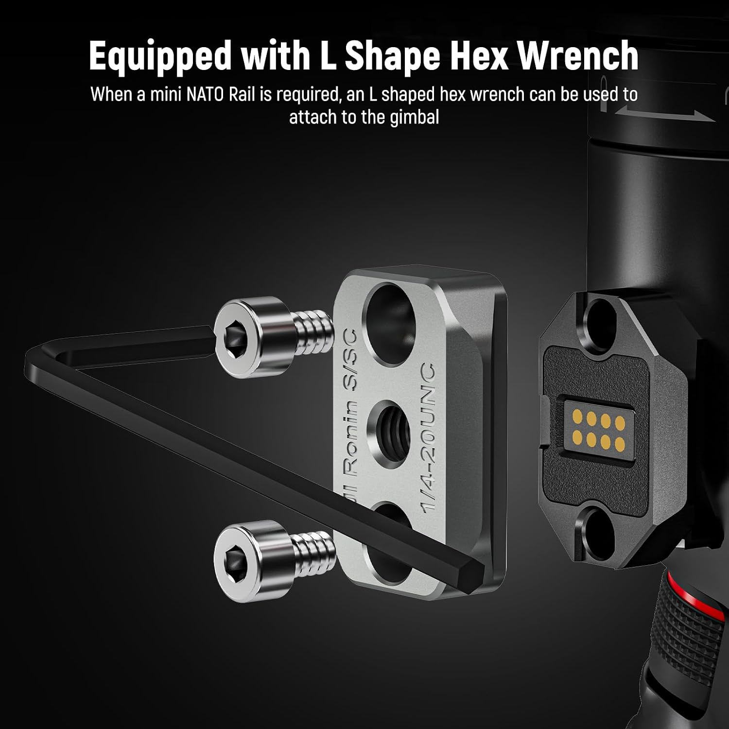 Detalle de NEEWER NATO Monitorhalterung für DJI RS & Ronin Gimbal – 360° drehbar mit NATO-Klemme und 1/4" Gewinde