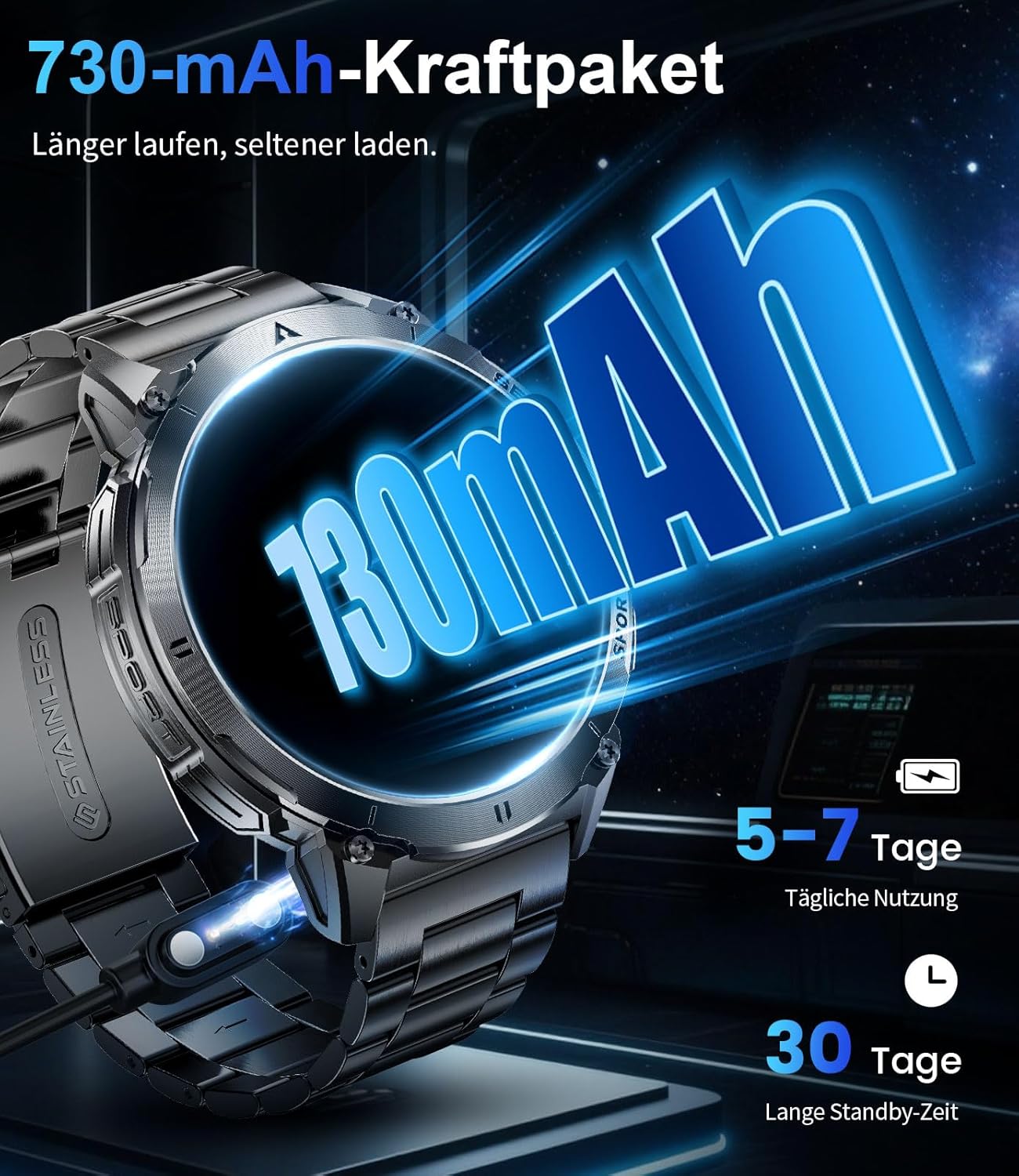 Thumbnail 5 de Montre Connectée Homme avec Torche LED et Écran AMOLED 1,62'' – 119 modes sportifs