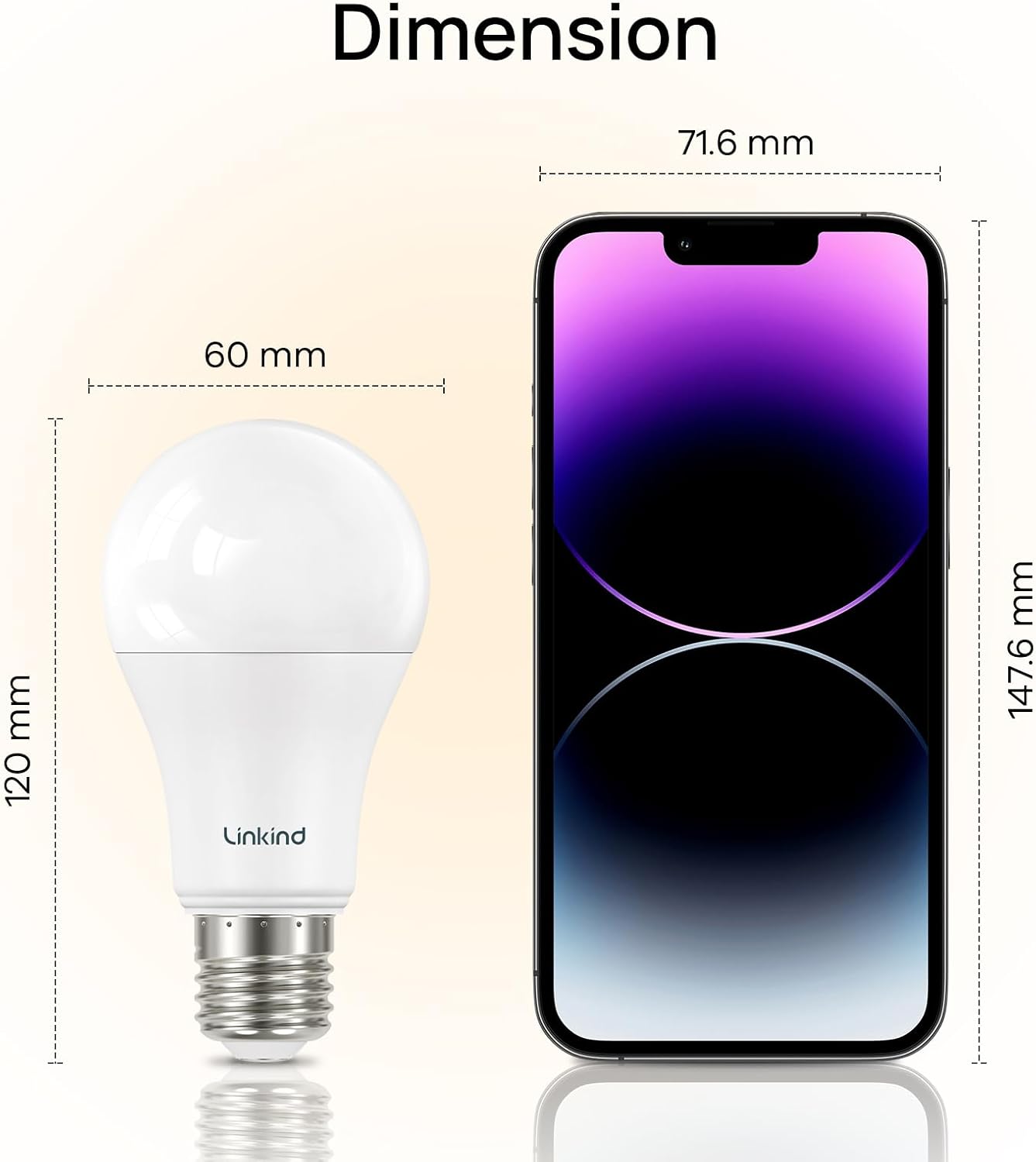 Thumbnail 5 de Linkind Ultraeffiziente E27 LED-Lampe Matt A60, 3,8W (entspricht 60W), 4000K, 806 lm, 200° – 6er-Set, nicht dimmbar