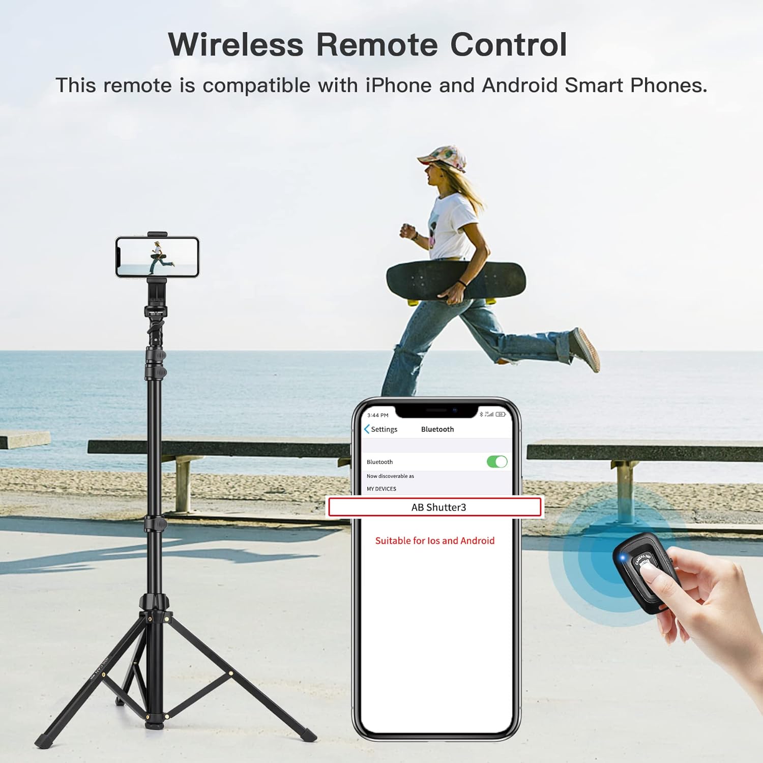 Detalle de JOILCAN 68" Phone Tripod with Overhead Gooseneck & Remote Control for Smartphones