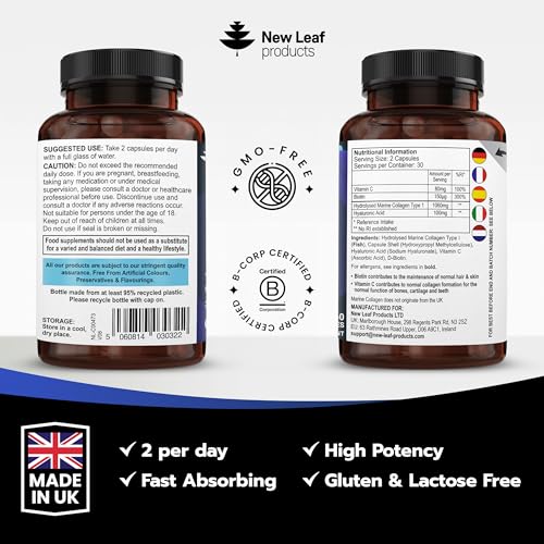 Thumbnail 8 de New Leaf Products Pure Marine Collagen 100% Marine Collagen Type I with Hyaluronic Acid & Vitamin C