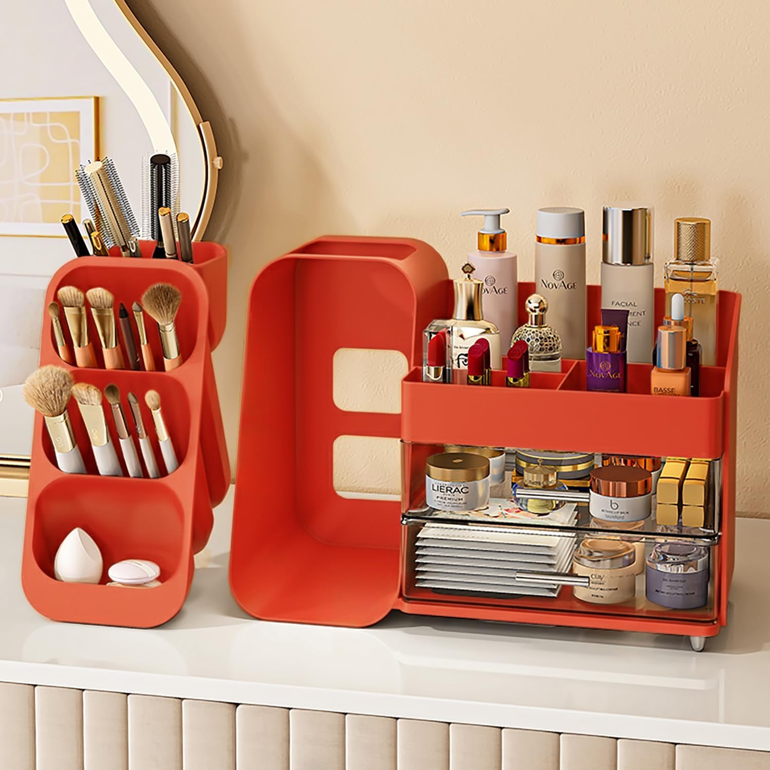 Thumbnail 5 de Red Makeup Organizer with Drawers 6‑Compartment