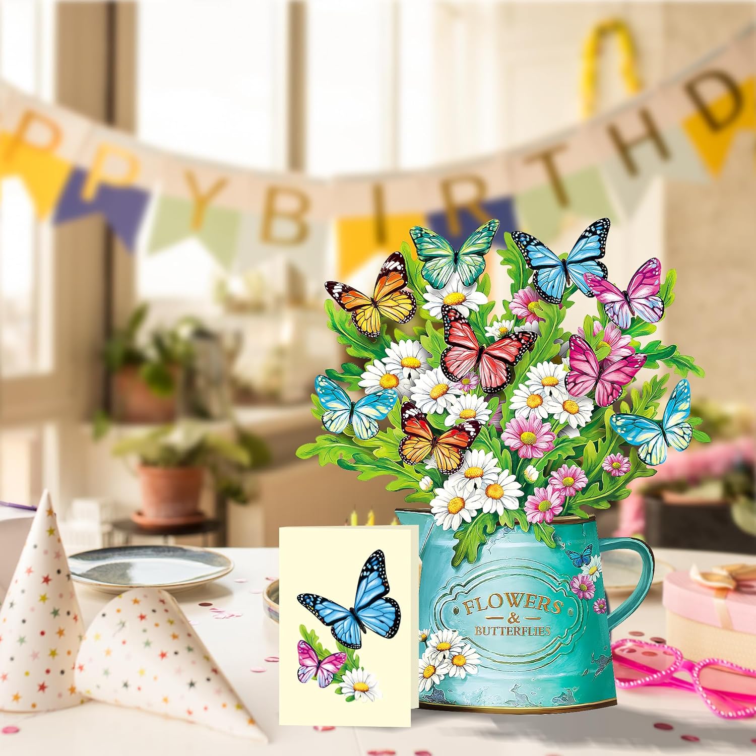 Thumbnail 2 de Airpark 3D Pop Up Flowers Card – Mother's Day Gift with Daisies & Butterflies (12" Tall)