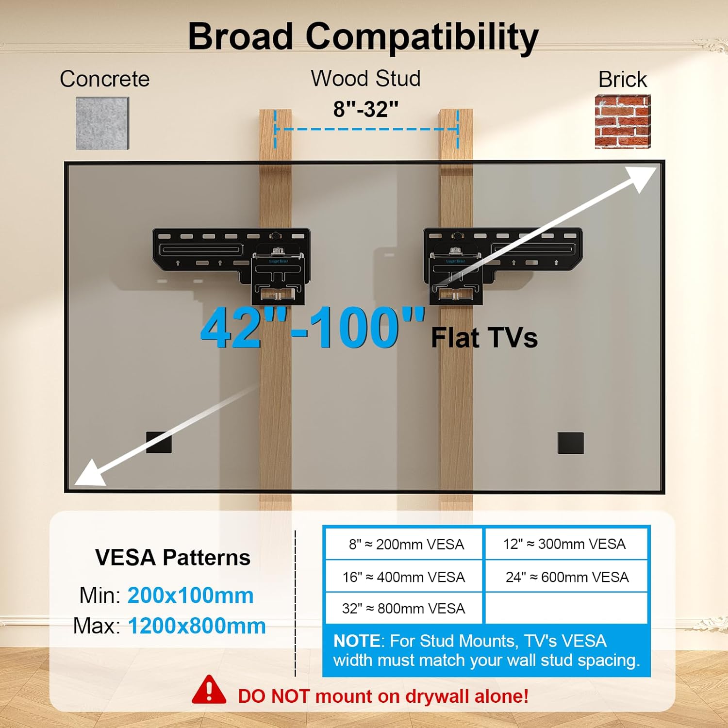 Thumbnail 2 de Supcline Ultra Slim TV Wall Mount 0.31" for 42–100" TVs