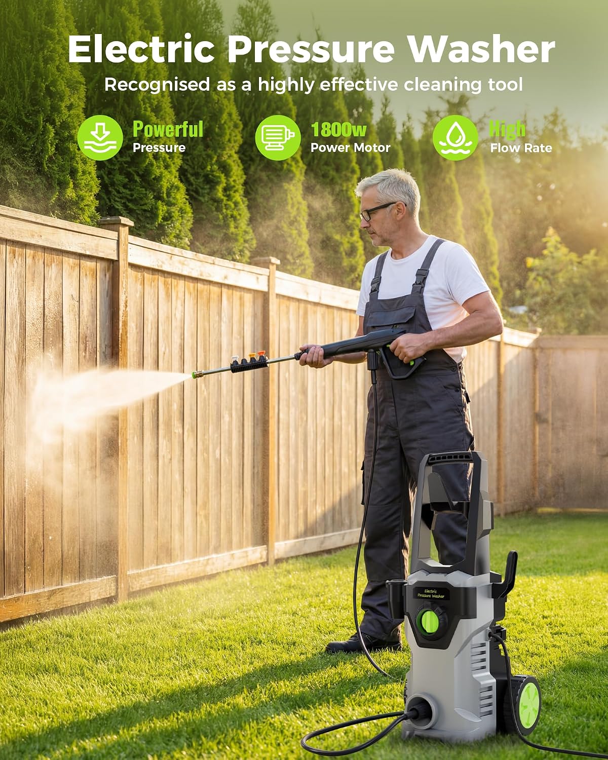 Detalle de 2026New ETOOLAB Electric Pressure Washer: 160Bar, 450L/H – robust, portable power for cars and outdoors