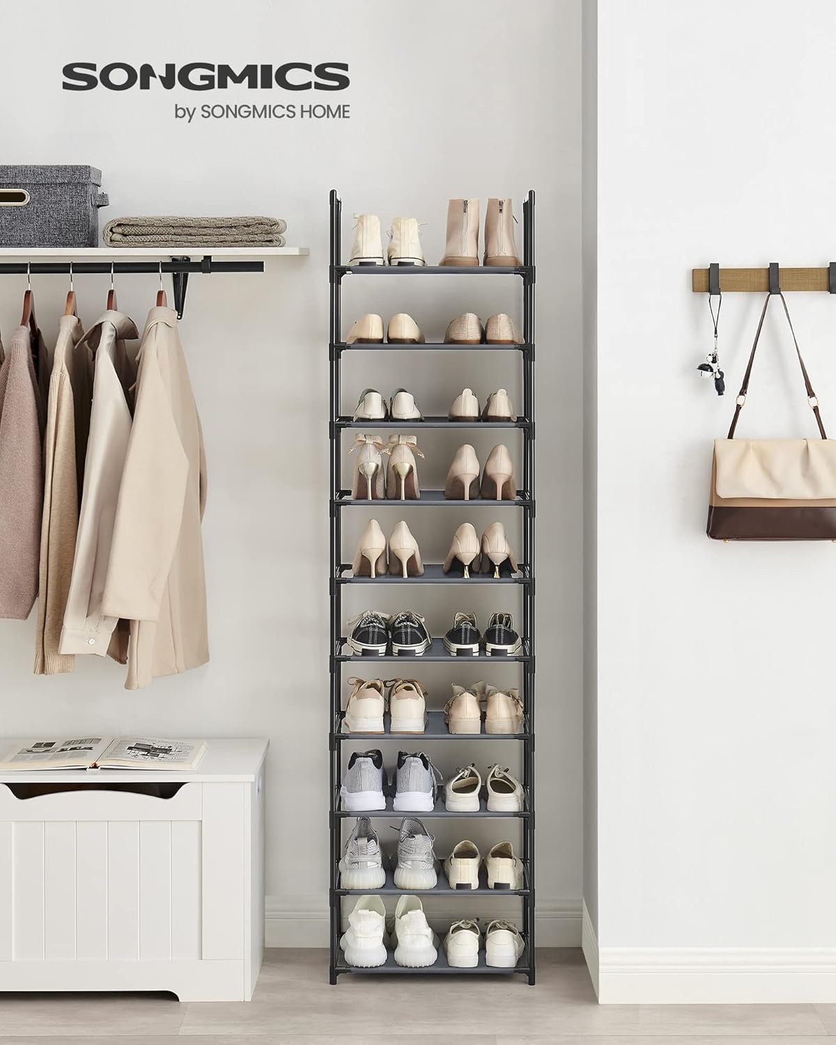Detalle 2 de SONGMICS LSH010G01 zapatero 10 baldas 28x45x173 cm